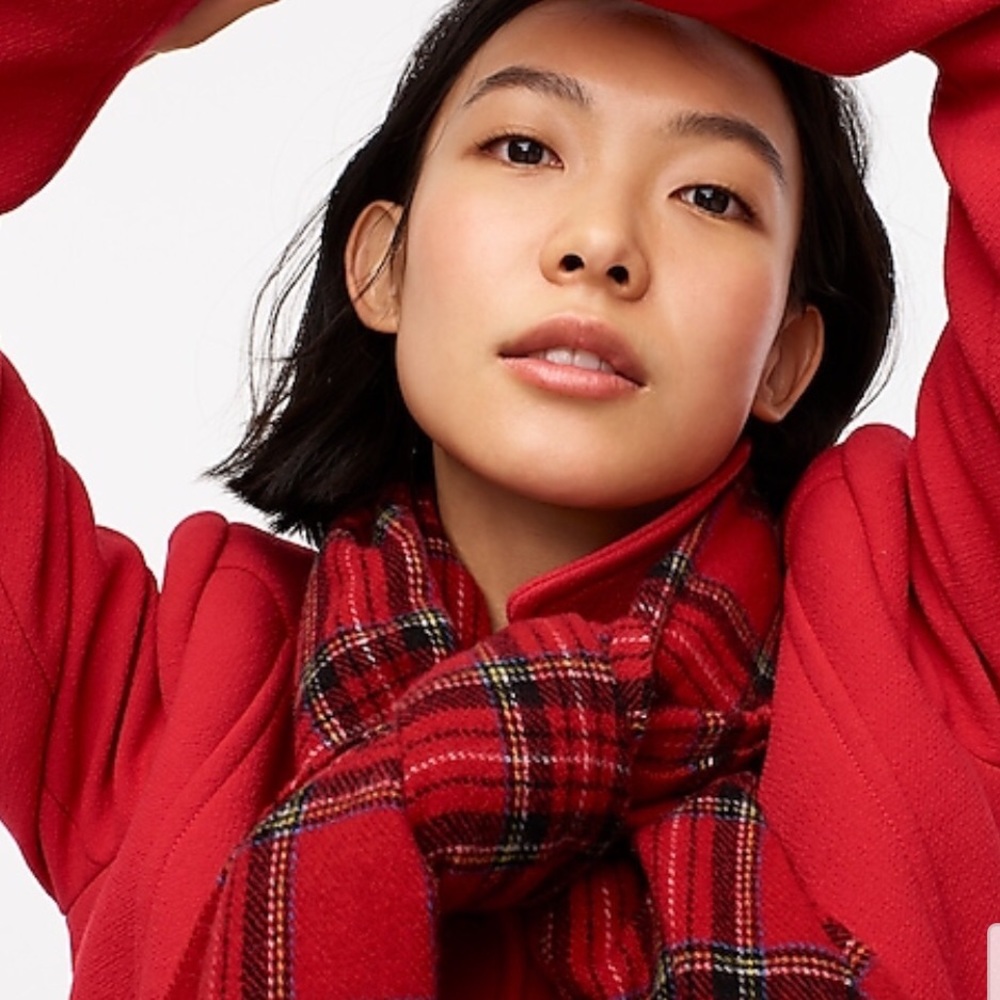 J. Crew | Classic Plaid Scarf, One Size, Festive Red, NWT